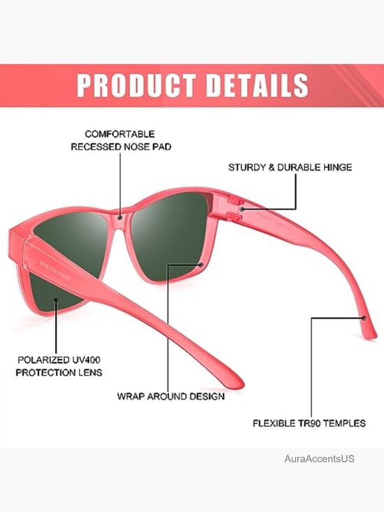 Polarized UV400 Fit Over Sunglasses Oversized Square Unisex main image 6